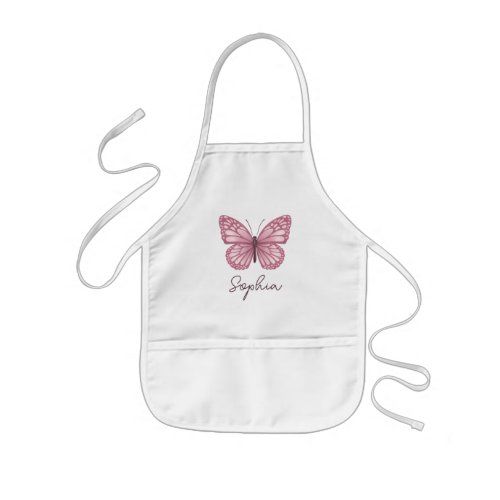 Girls Cute and Whimsical Pink Butterfly Kids Apron