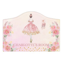 Girls Cute Ballerina Ballet Pink Nursery Kids Door