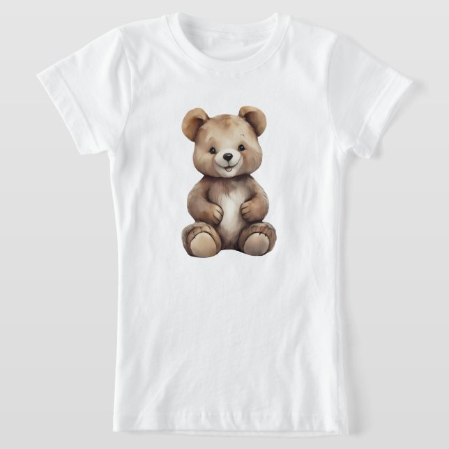 Girl's Cute Bear T-Shirt (Laydown)