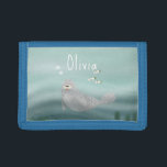 Girls Cute Blue Under the Sea Ocean Seal Kids Trifold Wallet<br><div class="desc">This cute and cozy kids wallet features an ocean seal illustration with fish,  seaweed,  and a blue sea wave background. There is also space on the pillow to add you own customisation: a name in whimsical typography. The perfect whimsical under-the-sea gift for any child or ocean enthusiast!</div>