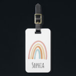 Girls Cute Boho Watercolor Rainbow and Name Kids Luggage Tag<br><div class="desc">This trendy kids luggage tag features a boho pink watercolor rainbow. This lovely design also features a place for you to add your girl's name. The perfect modern design for any kid's first trip! Check out our collection for the matching boho rainbow passport case.</div>