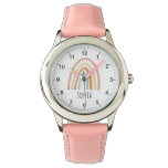 Girls Cute Boho Watercolor Rainbow And Name Watch at Zazzle