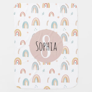Girls Cute Boho Watercolor Rainbow Pattern Baby Blanket