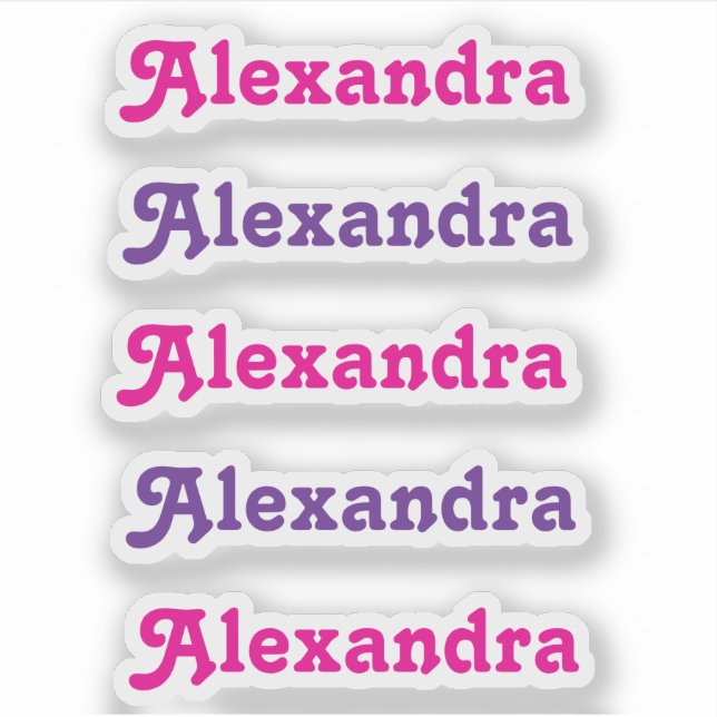 Girl's Cute Bright Pink and Purple Name Sticker (Front)