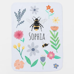 Girls Cute Bumblebee Bee Baby Shower Blanket