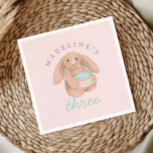 Girls Cute Bunny Cake Girls Whimsical Birthday Napkins