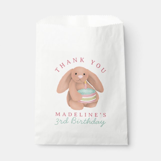 Girls Cute Bunny Girls Whimsical Birthday Favor Bag (Front)