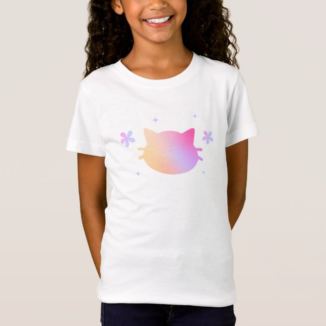 Girls Cute Colorful Cat T-Shirt (Front)