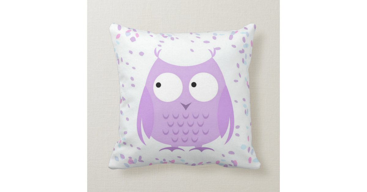 Girl S Cute Confetti Purple Owl Pillow Zazzle Com