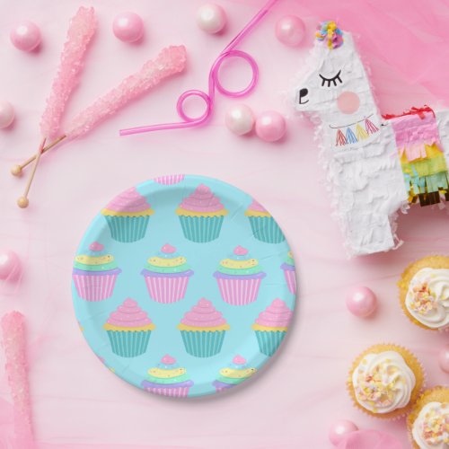Girls Cute Cupcake Birthday Paper Plates