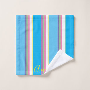 Girls Cute Cursive Pastel Rainbow Color Pattern Bath Towel Set