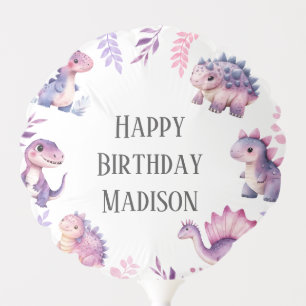 Girls Cute Dinosaur Themed Birthday Party Balloon