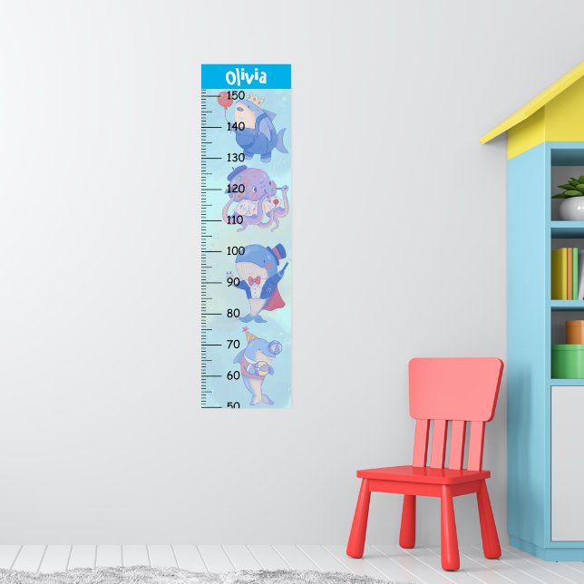 Girls Cute Dolphin Growth Chart Metric (Nursery 1)