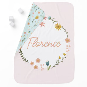 Girls Cute Elegant Floral Botanical Wildflowers Baby Blanket