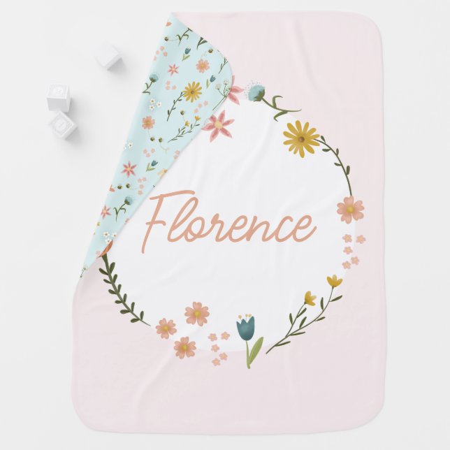 Girls Cute Elegant Floral Botanical Wildflowers Baby Blanket (In Situ)