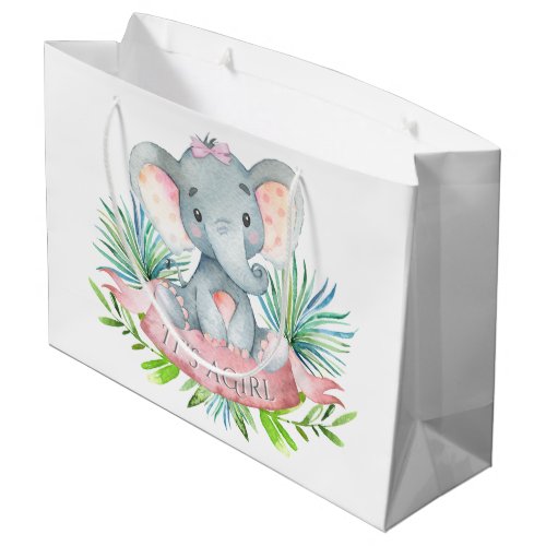 Girls Cute Elephant Baby Shower Large Gift Bag