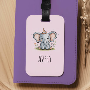 Girls Cute Elephant Kids Luggage Tag