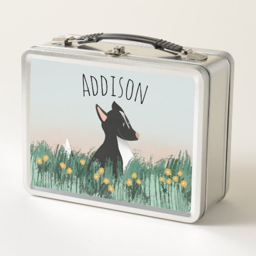 Girls Cute Farm Sheep Dog  Flowers Kids School Metal Lunch Box