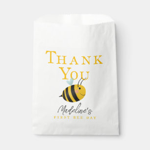 Girls Cute First Bee Day 1st Birthday Thank You Favor Bag