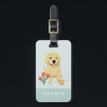 Girls Cute Floral Dog Kids Travel Luggage Tag<br><div class="desc">This cute kids luggage tag features flowers and an adorable golden retriever puppy. This lovely blue floral design also features a place for you to add your girl's name and contact details. The perfect whimsical gift for kids or any dog lover!</div>
