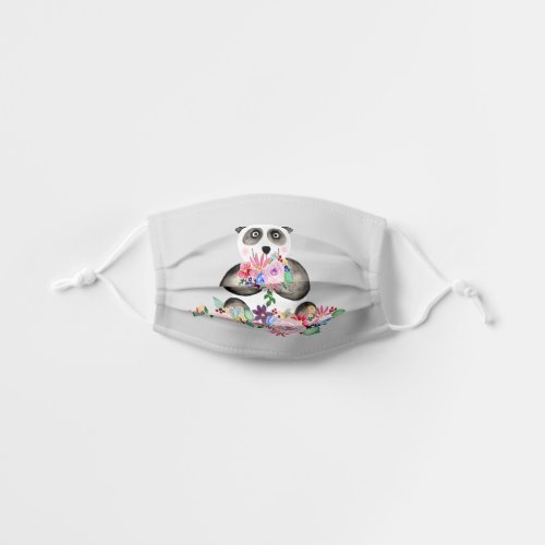 Girls Cute Floral Panda Bear Watercolor Kids Cloth Face Mask