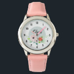 Girls Cute Floral Watercolor Flowers and Name Kids Watch<br><div class="desc">This elegant and modern floral kids watch design features cute watercolor flowers,  and has space for you to write your girls name in a hand-written font. The perfect cute pink gift for your little one.</div>