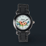 Girls Cute Floral Watercolor Flowers and Name Watch<br><div class="desc">This cute and modern floral kids watch design features colorful watercolor flowers,  and has space for you to write your girls name in beautiful typography. The watch also features clear,  easy to read numbers,  making it perfect for your toddler's first watch! A perfect botanical gift for your little one.</div>