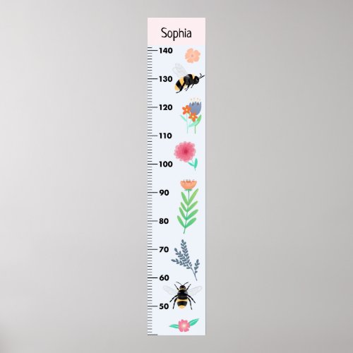 Girls Cute Flowers and Bee CM Growth Chart