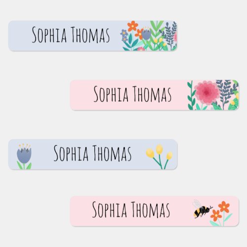 Girls Cute Flowers  Bee School Kids Kindergarten Kids Labels