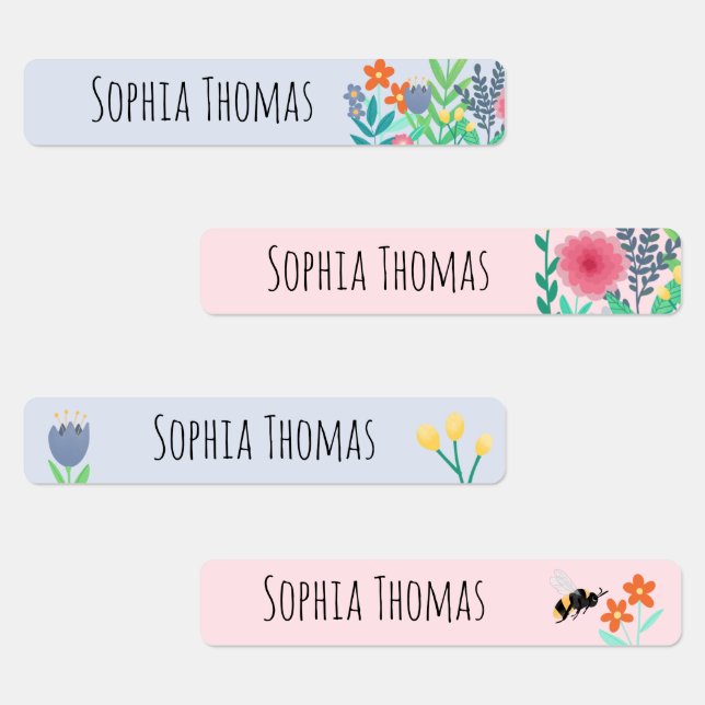 Girls Cute Flowers & Bee School Kids Kindergarten Kids' Labels (Group)