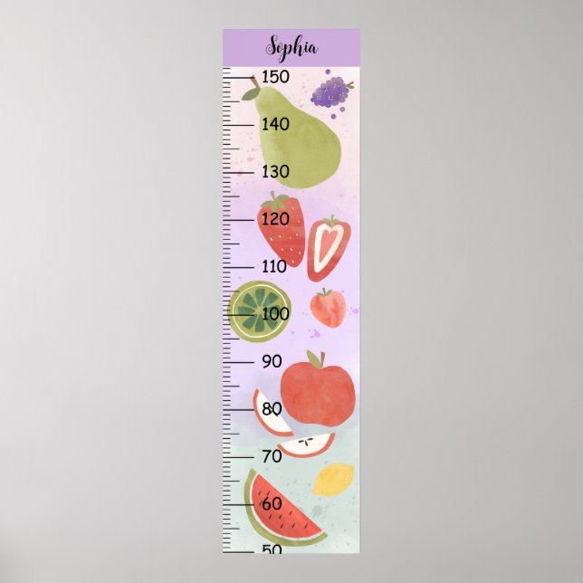 Girls Cute Fruits Growth Chart Metric (Front)