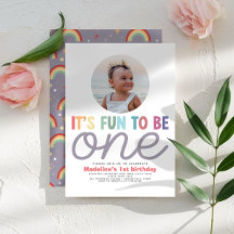 Girls Cute Fun Rainbow Photo 1st Birthday