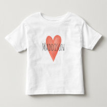 Girls Cute Girly Pink Watercolor Heart Toddler T-shirt