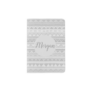 Girls Cute Gray Tribal Zigzag Pattern with Name Passport Holder