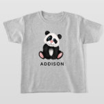 Girls Cute Jungle Panda Bear T-Shirt<br><div class="desc">This cute and fun kids t-shirt features a whimsical jungle panda bear cartoon. The shirt provides areas for you to add your girl’s name in a minimalist and modern script. Perfect for any panda lover.</div>