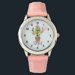 Girls Cute Kawaii Cactus Cartoon and Name Kids Watch<br><div class="desc">This gorgeous neutral kids' watch features an adorable, hand drawn kawaii cactus cartoon. This cute hipster design also features a place for you to add your girl's name. With clear, easily readable numbers, this 'first' watch is great for those just starting out on learning the time. The perfect botanical design...</div>