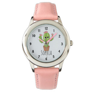 Girls Cute Kawaii Cactus Cartoon and Name Kids Watch