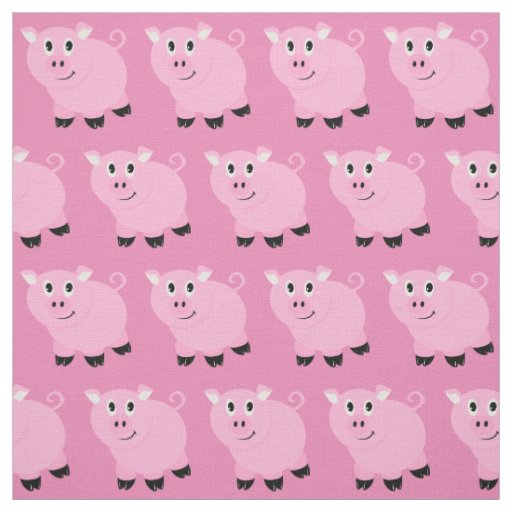 Girls Cute Little Pig Pink Piggy Pattern Kids Fabric