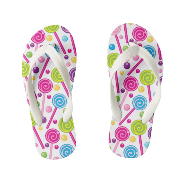 Girls cute lollipops and gum pattern flip flops (Footbed)