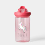 Girls Cute Magical Purple Unicorn and Rainbow Water Bottle<br><div class="desc">This cute and modern kids water bottle features a unicorn,  planet,  stars,  a crown,  a rainbow,  and heart,  and can be personalized with your girls name. The perfect magical accessory to add to your child's preschool,  kindergarten,  or back-to-school supplies. Check out our purple unicorn collection for other cute gifts.</div>