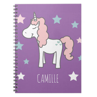 Girls Cute Magical Purple Unicorn Kids School Notebook