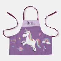 Girls Cute Magical Purple Unicorn & Name Kids