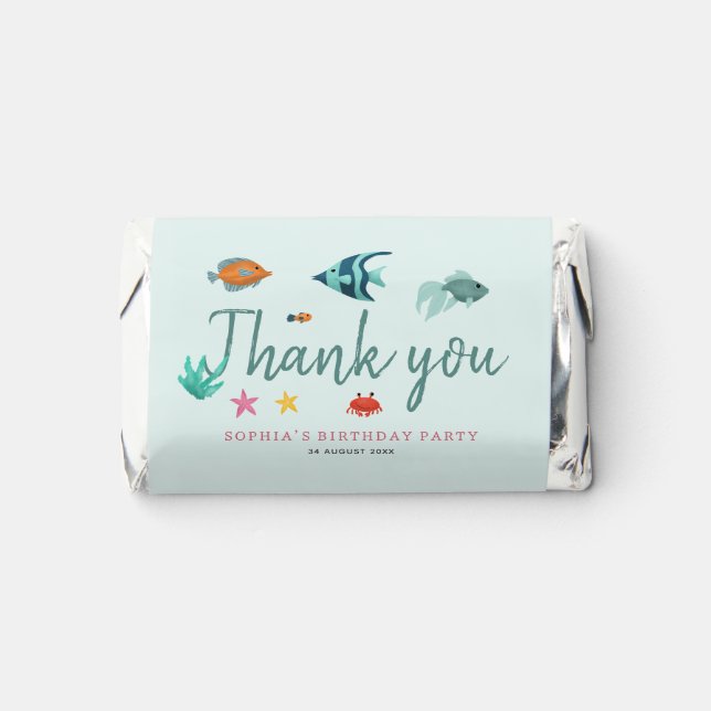Girls Cute Magical Under the Sea Birthday Hershey's Miniatures (Front)
