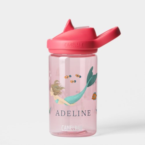 Girls Cute Magical Under the Sea Pink Mermaid Water Bottle
