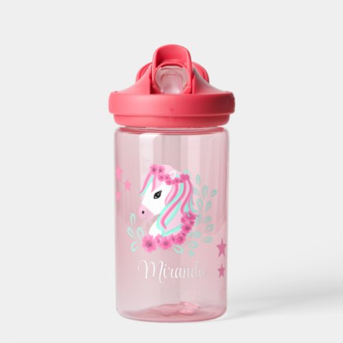 Girls Cute magical Unicorn  Add your name Water Bottle