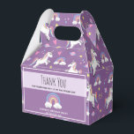 Girls Cute Magical Unicorn Kids Birthday Party Favor Box<br><div class="desc">This cute and magical purple girls birthday party favor box features a unicorn cartoon pattern,  with a rainbow,  planet,  crown,  stars and heart,  and can be personalized with your child's names and a short thank you message. The perfect unicorn themed personalized favor box for your girls princess birthday party!</div>