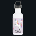 Girls Cute Magical Unicorn, Rainbow & Stars Kids Stainless Steel Water Bottle<br><div class="desc">This whimsical and cute kids water bottle design features a magical unicorn with a rainbow,  stars,  planet and princess crown,  with room for you to add your girls name in beautiful typography. The perfect purple magical back-to-school gift for your child.</div>