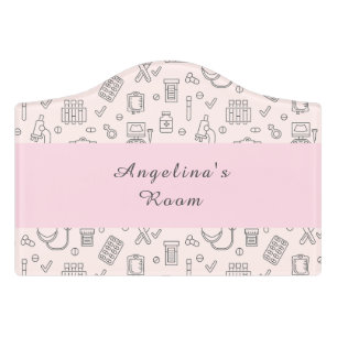 Girls Cute Medical Icon Set  Door Sign