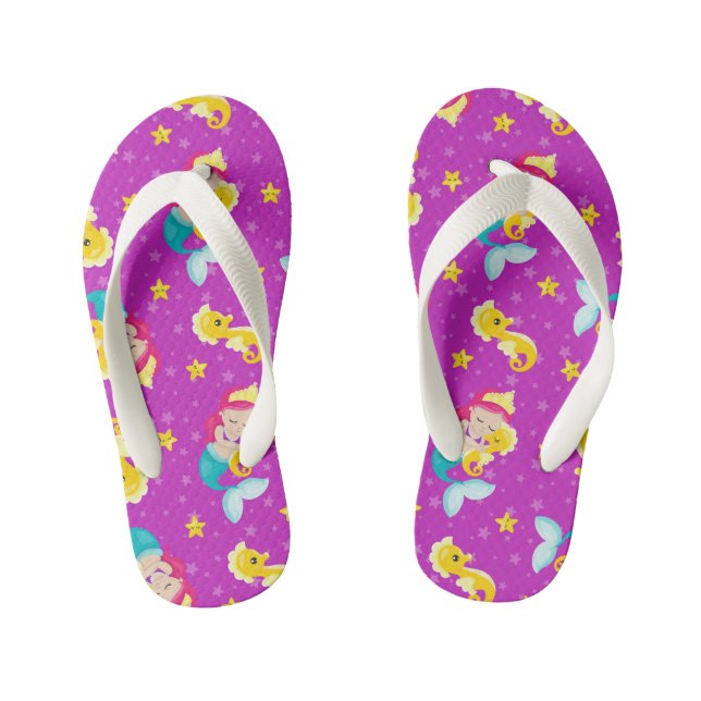 Girls cute mermaid pattern flip flops (Footbed)