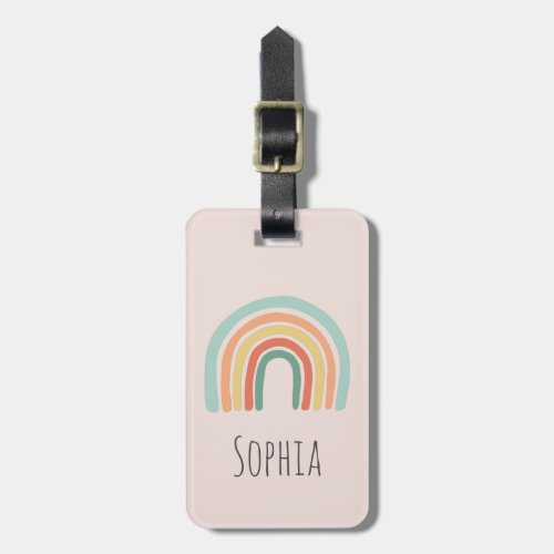 Girls Cute Minimalist Boho Rainbow Luggage Tag